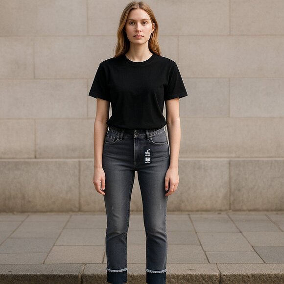 Versace 19V69 Italia Grey Jeans Stretch Skinny Cuffed Crop For Woman Size 29 - Picture 1 of 8